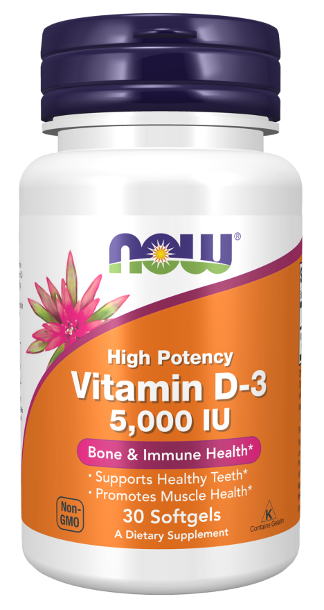 NOW Vitamin D-3 5000IU – High-Potency Bone & Immune Health