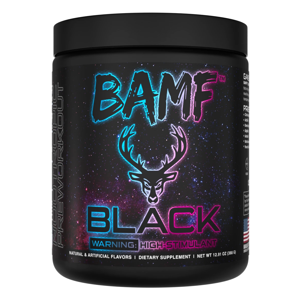 Bucked Up BAMF Black Pre-Workout – Advanced Nootropic Formula with Activated Charcoal