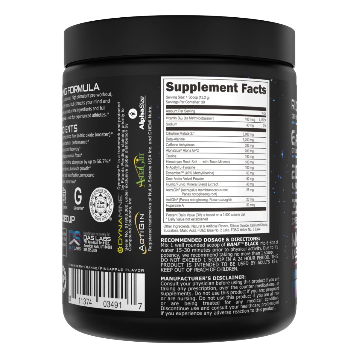 Bucked Up BAMF Black Pre-Workout – Advanced Nootropic Formula with Activated Charcoal