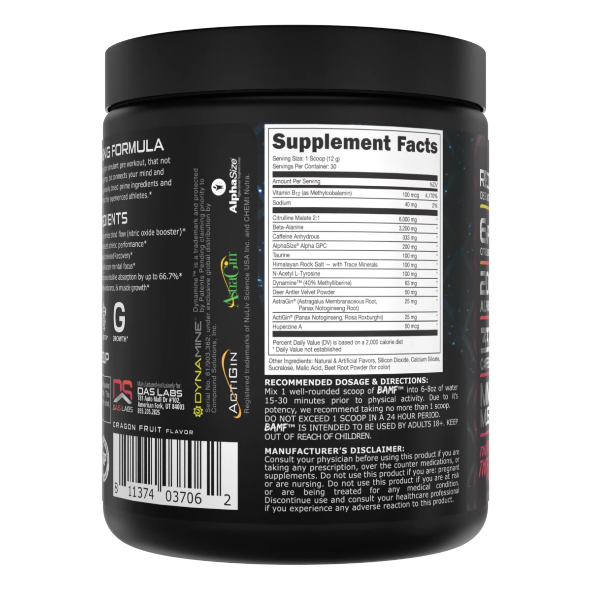 Bucked Up BAMF Pre-Workout – Nootropic-Enhanced Focus and Energy Supplement