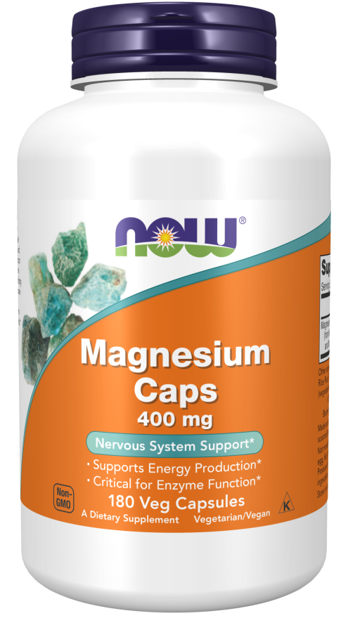 NOW Magnesium Caps 400mg – Muscle, Bone & Nerve Health Support