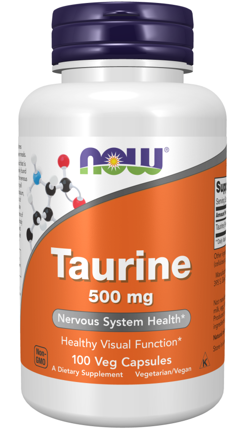 NOW Taurine 500mg – Supports Energy & Electrolyte Balance